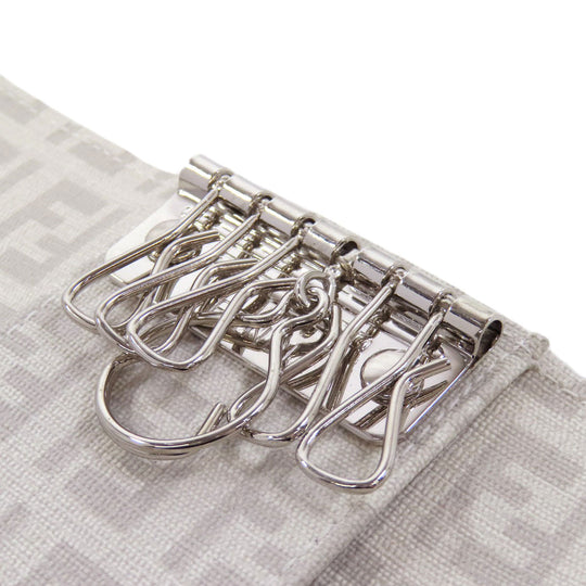 FENDI Key case Key holder  PVC white Zucca Pattern