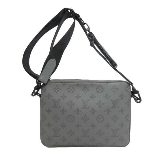 LOUIS VUITTON Shoulder Bag M46104 Monogram shadow gray Duo messenger mens Used Authentic