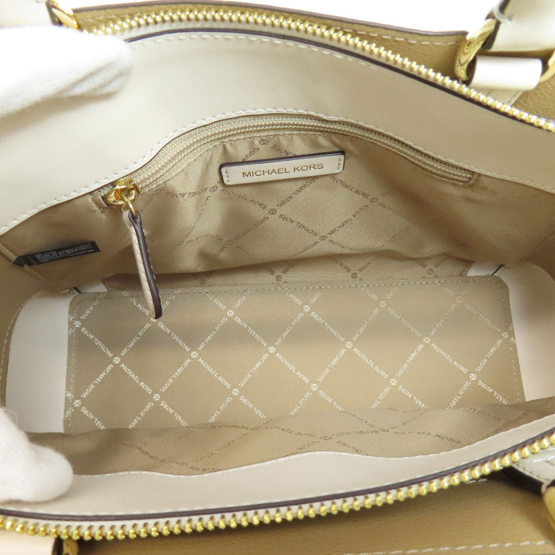 MICHAEL KORS Handbag leather white logo 2WAY Women Used Authentic