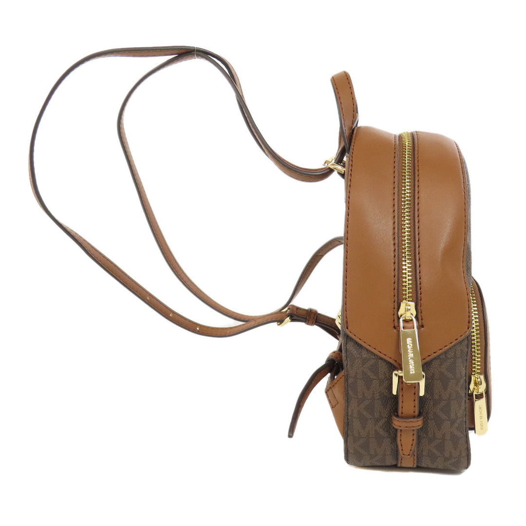 MICHAEL KORS Backpack PVC Brown MK Signature 3WAY Women Used Authentic