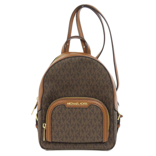 MICHAEL KORS Backpack PVC Brown MK Signature 3WAY Women Used Authentic