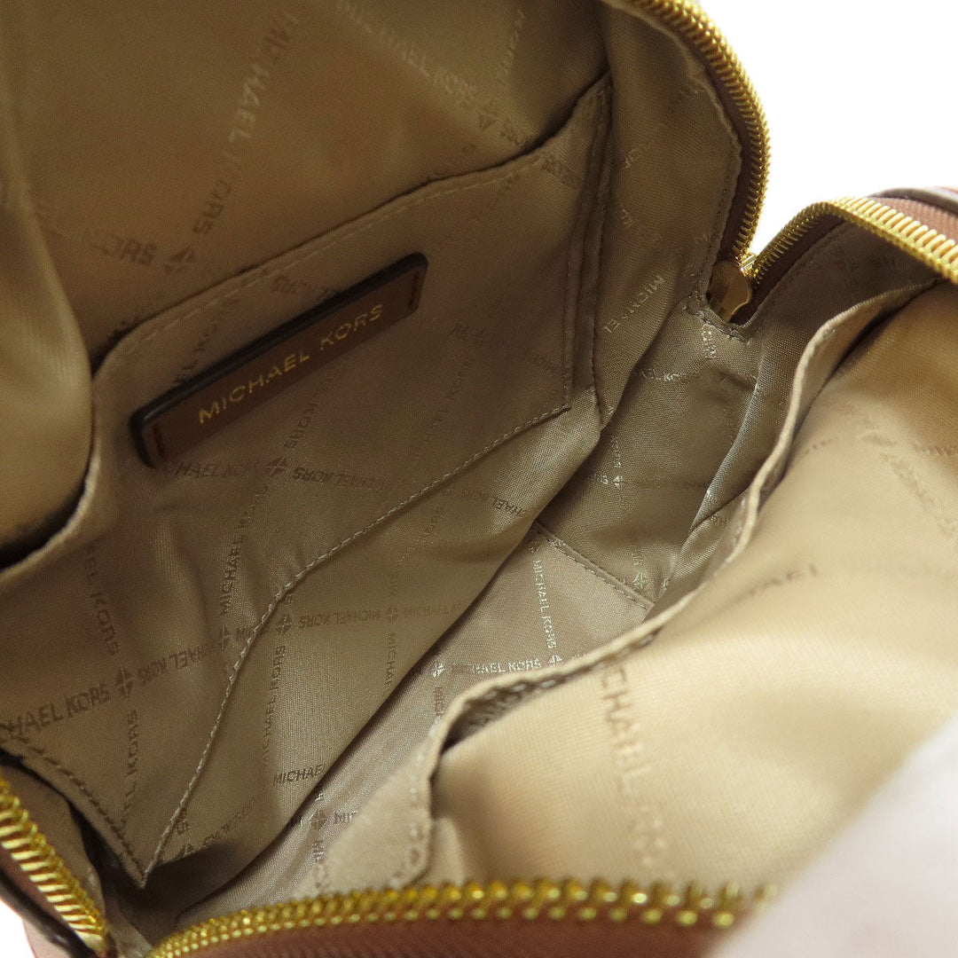 MICHAEL KORS Backpack PVC Brown MK Signature 3WAY Women Used Authentic