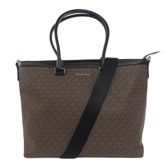 MICHAEL KORS Tote Bag PVC Brown MK Signature 2WAY Women Used Authentic