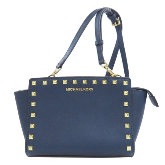 MICHAEL KORS Shoulder Bag PVC Navy Studs Women Used Authentic