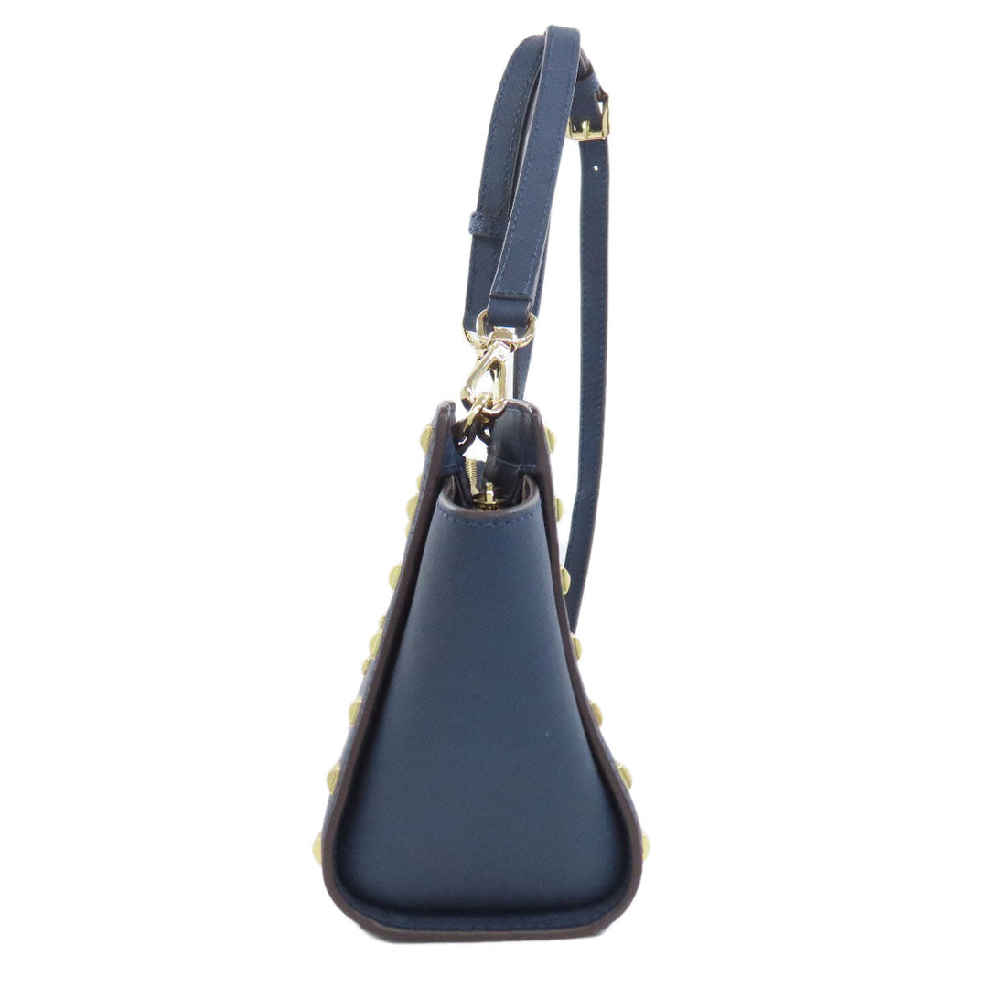 MICHAEL KORS Shoulder Bag PVC Navy Studs Women Used Authentic