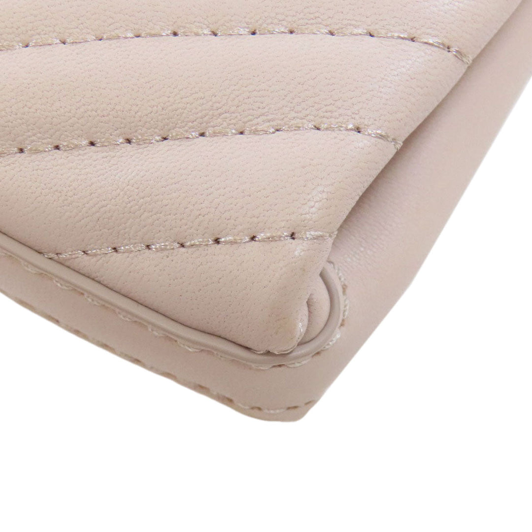 Kate Spade Shoulder Bag leather beige Vstitch Women Used Authentic