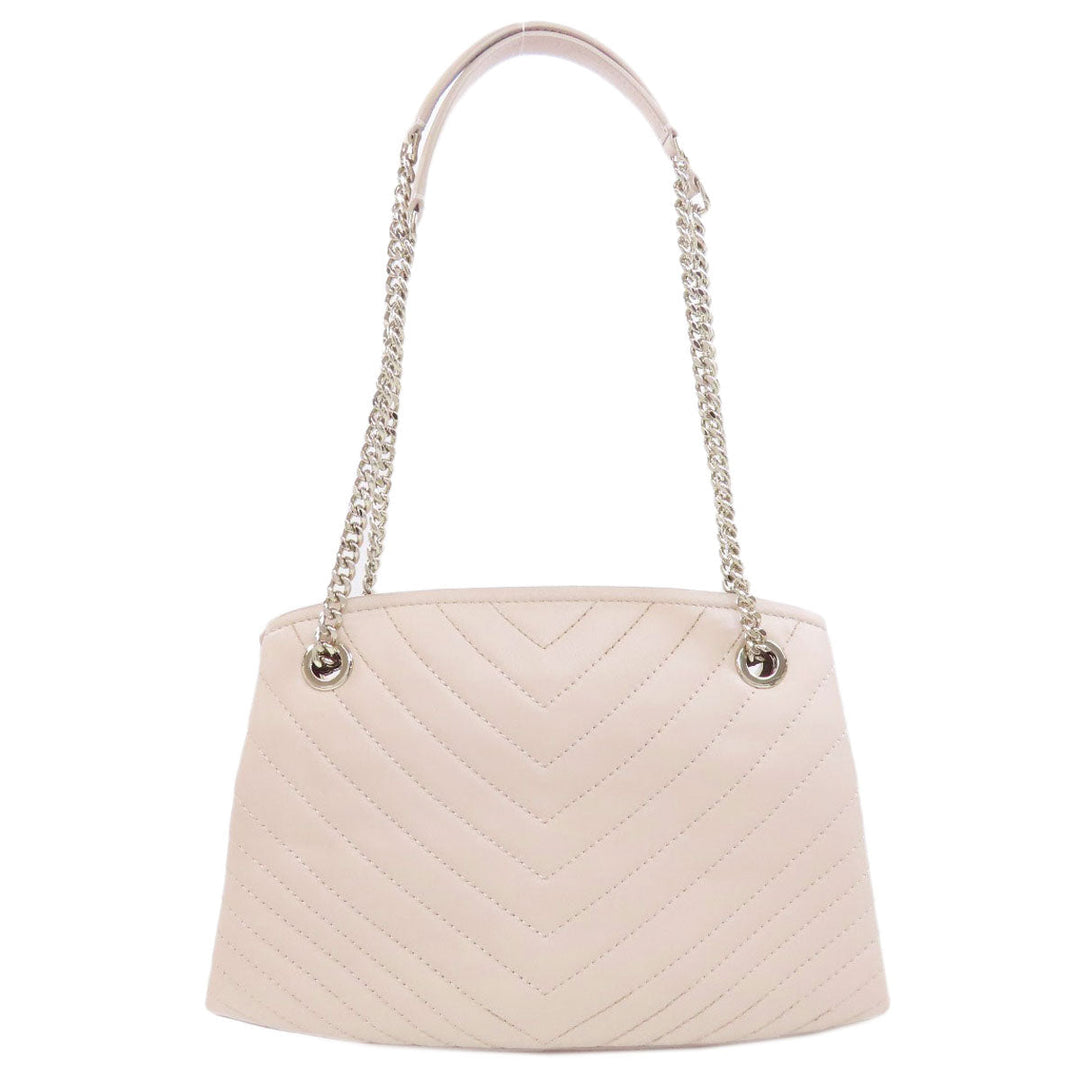 Kate Spade Shoulder Bag leather beige Vstitch Women Used Authentic