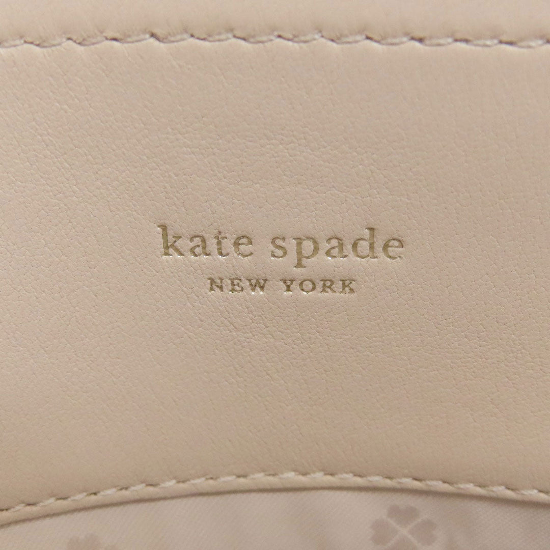 Kate Spade Shoulder Bag leather beige Vstitch Women Used Authentic