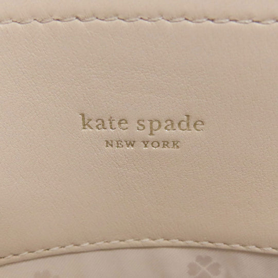 Kate Spade Shoulder Bag leather beige Vstitch Women Used Authentic