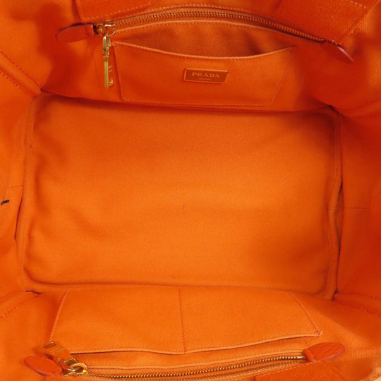 PRADA Handbag canvas Orange Canapa Women Used Authentic