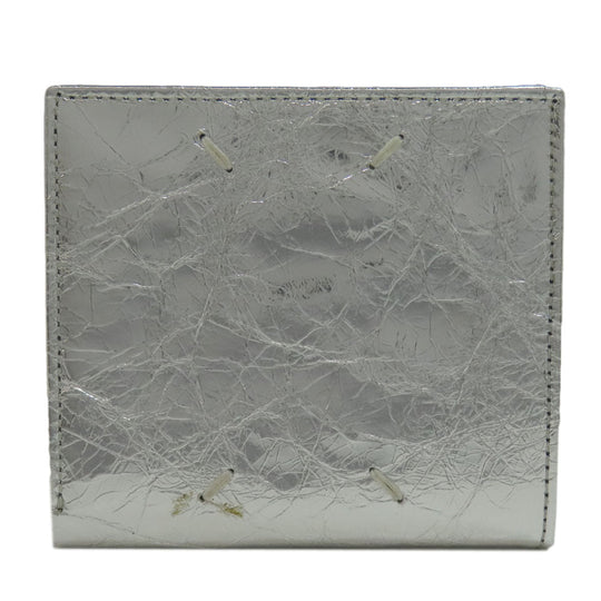 Maison Margiela Bifold Wallet leather Silver metallic Women Used Authentic
