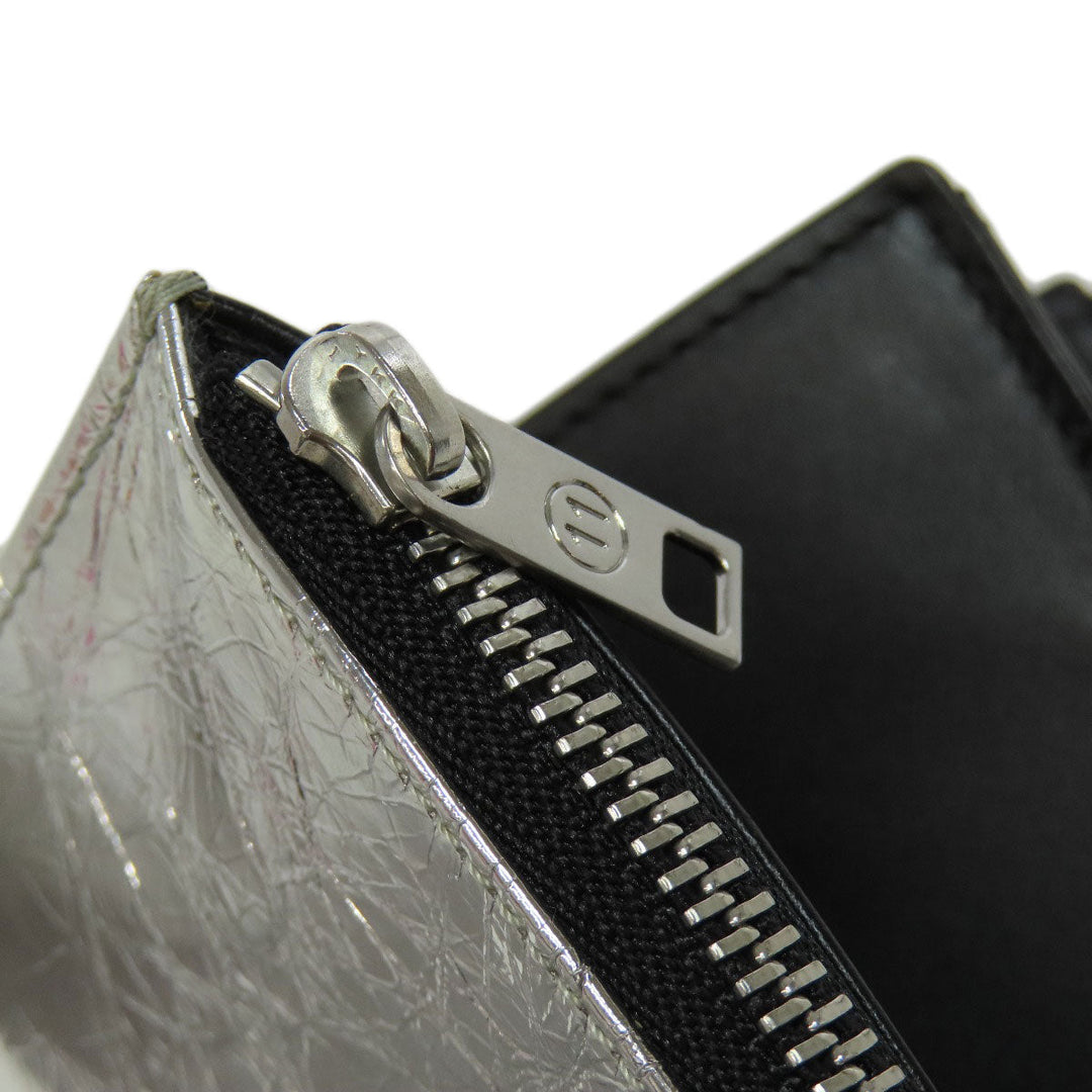 Maison Margiela Bifold Wallet leather Silver metallic Women Used Authentic