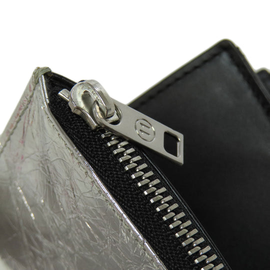 Maison Margiela Bifold Wallet leather Silver metallic Women Used Authentic