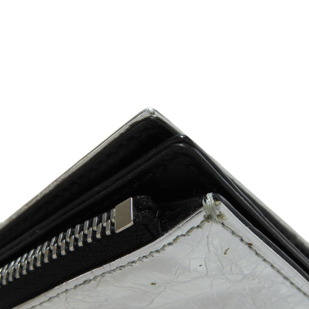 Maison Margiela Bifold Wallet leather Silver metallic Women Used Authentic