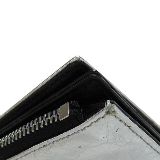 Maison Margiela Bifold Wallet leather Silver metallic Women Used Authentic
