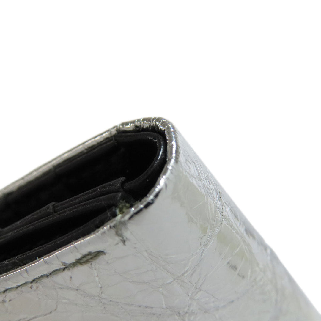 Maison Margiela Bifold Wallet leather Silver metallic Women Used Authentic