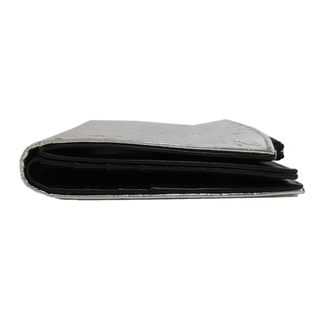 Maison Margiela Bifold Wallet leather Silver metallic Women Used Authentic