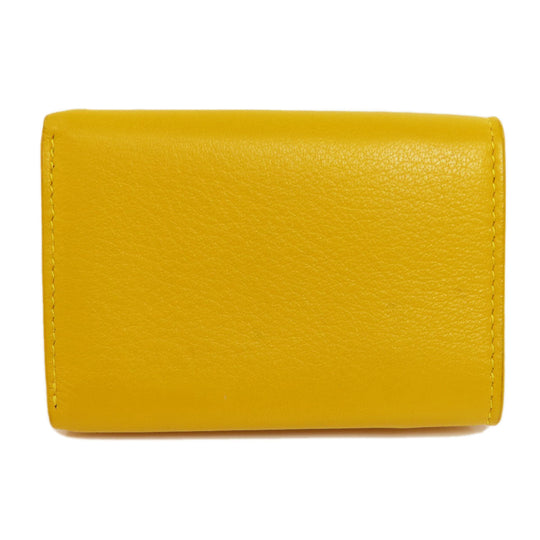 BALENCIAGA Bifold Wallet 391446 leather yellow Paper mini wallet Women Used Authentic
