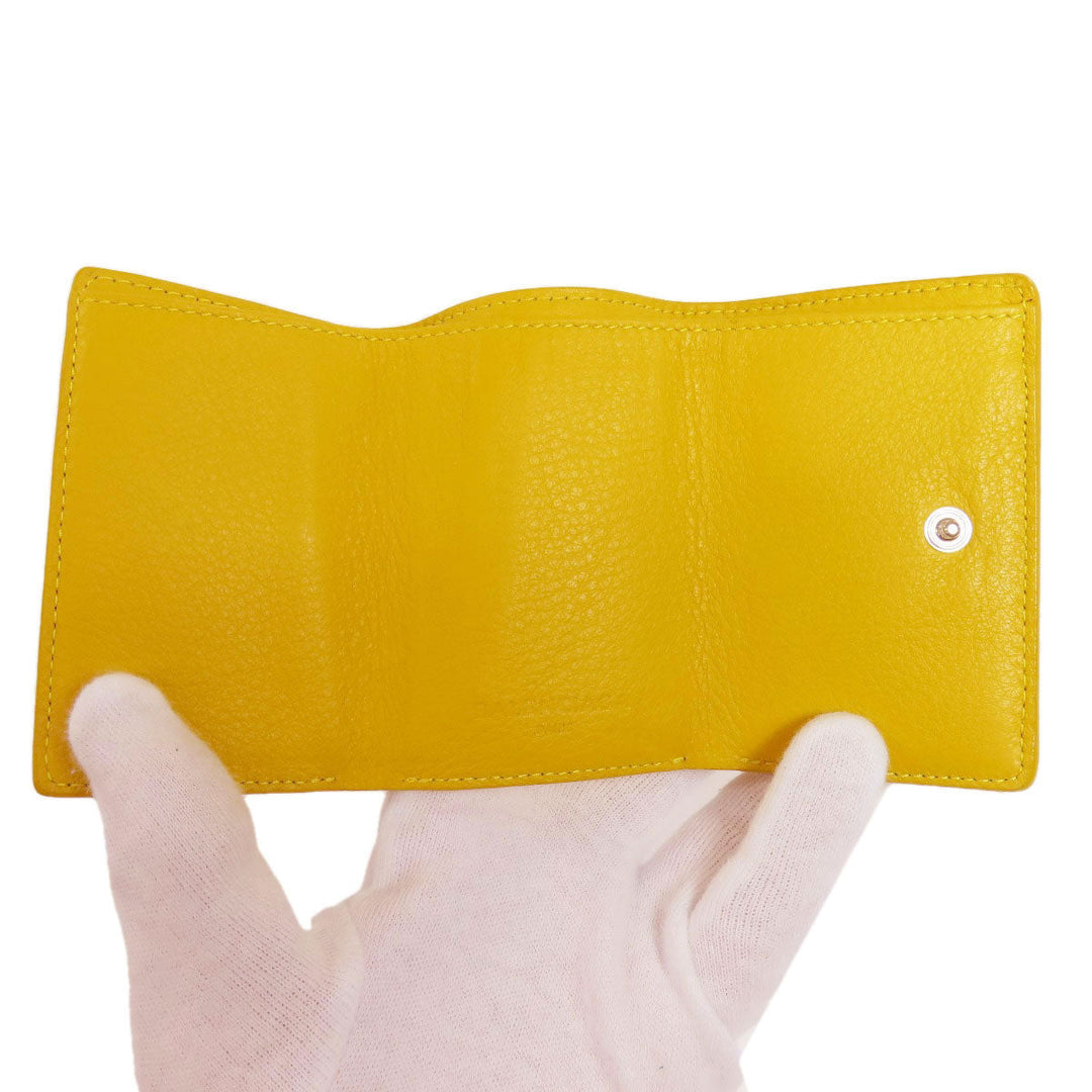 BALENCIAGA Bifold Wallet 391446 leather yellow Paper mini wallet Women Used Authentic