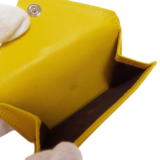 BALENCIAGA Bifold Wallet 391446 leather yellow Paper mini wallet Women Used Authentic