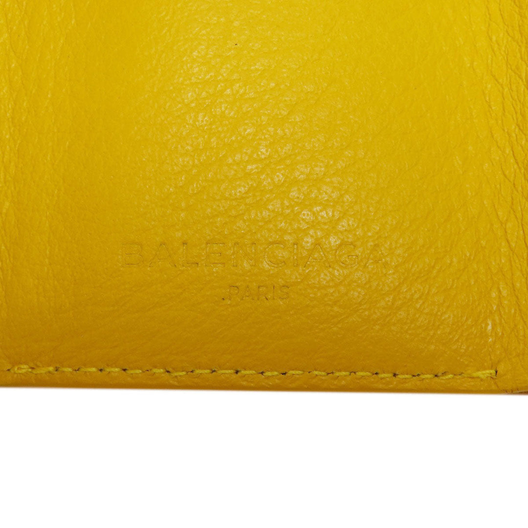 BALENCIAGA Bifold Wallet 391446 leather yellow Paper mini wallet Women Used Authentic