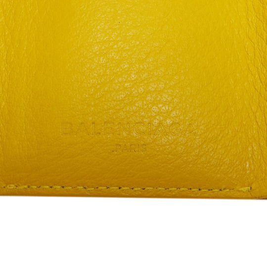 BALENCIAGA Bifold Wallet 391446 leather yellow Paper mini wallet Women Used Authentic