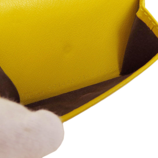 BALENCIAGA Bifold Wallet 391446 leather yellow Paper mini wallet Women Used Authentic
