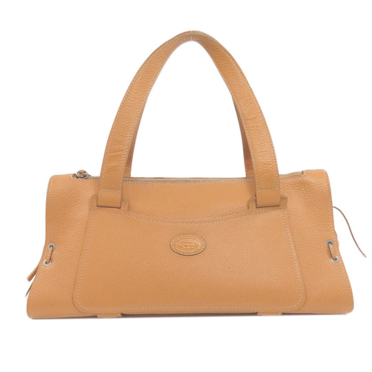 TOD�fS Handbag leather Brown logo Women Used Authentic