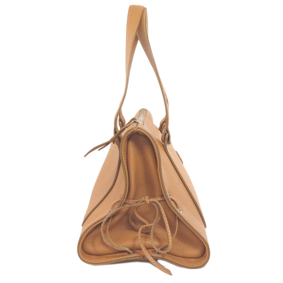 TOD�fS Handbag leather Brown logo Women Used Authentic