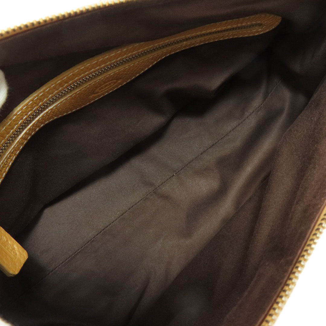 TOD�fS Handbag leather Brown logo Women Used Authentic
