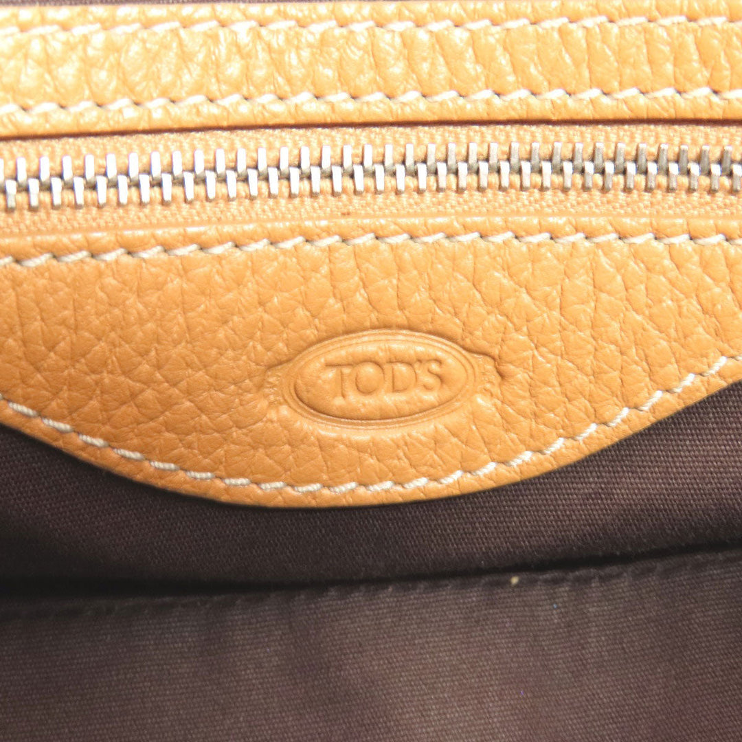 TOD�fS Handbag leather Brown logo Women Used Authentic