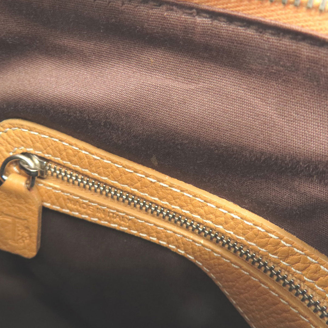 TOD�fS Handbag leather Brown logo Women Used Authentic