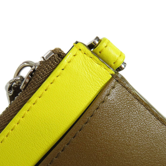 BALLY Coin case leather Brown Barry Stripe Women Used Authentic