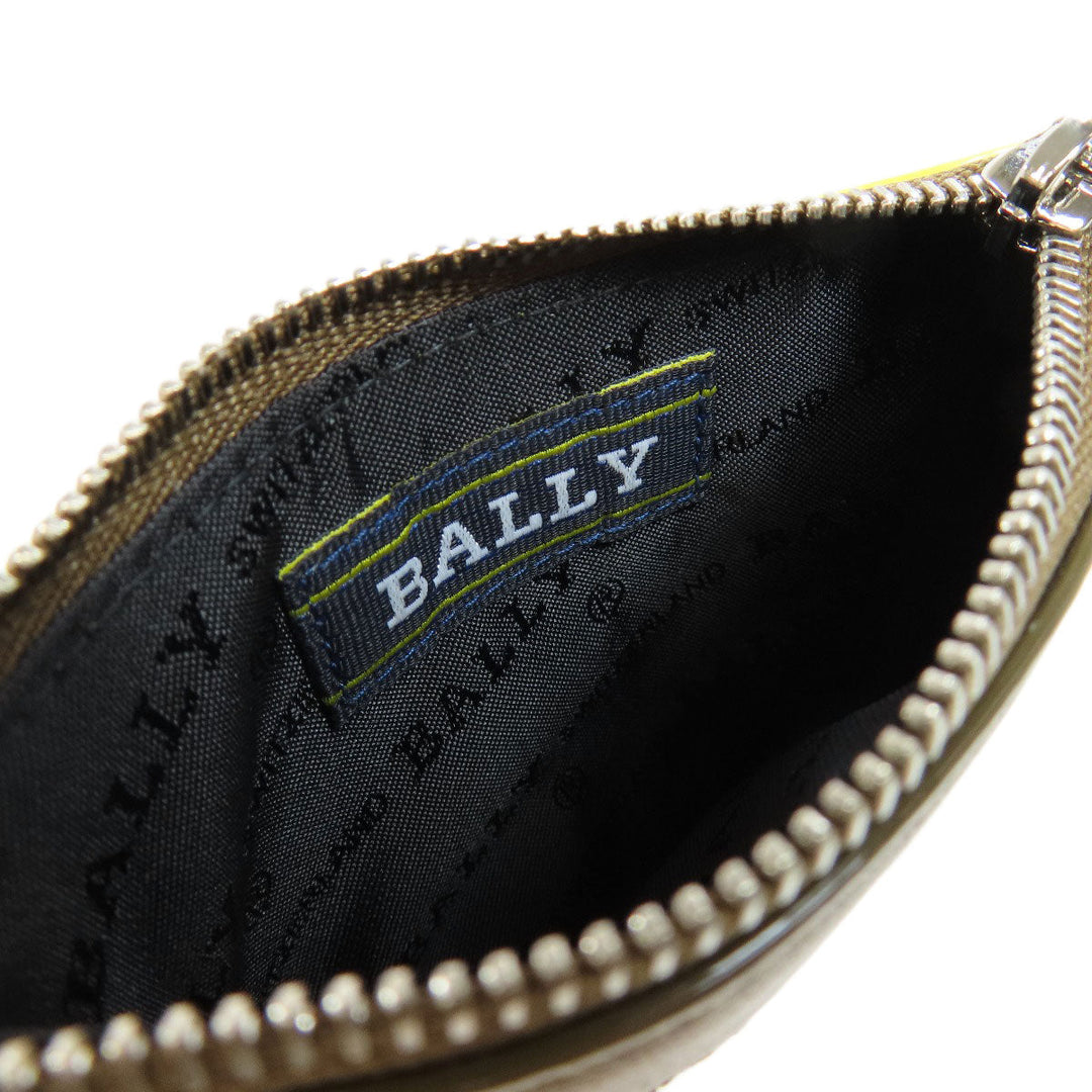 BALLY Coin case leather Brown Barry Stripe Women Used Authentic