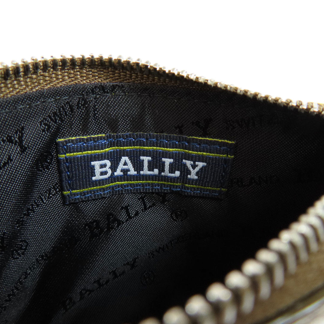 BALLY Coin case leather Brown Barry Stripe Women Used Authentic