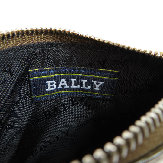 BALLY Coin case leather Brown Barry Stripe Women Used Authentic