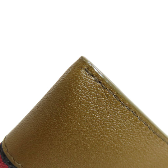 BALLY Coin case leather Brown Barry Stripe Women Used Authentic