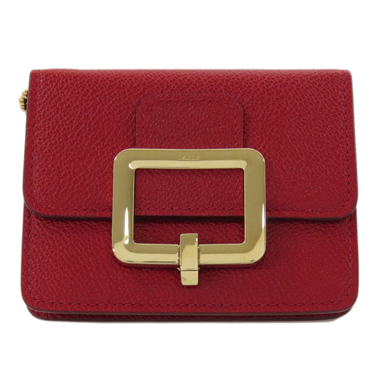 BALLY Coin case leather Red logo Women Used Authentic