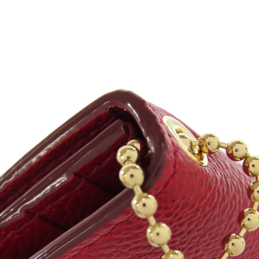 BALLY Coin case leather Red logo Women Used Authentic
