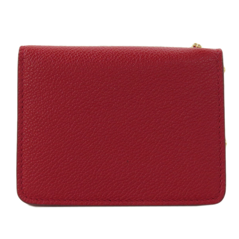 BALLY Coin case leather Red logo Women Used Authentic