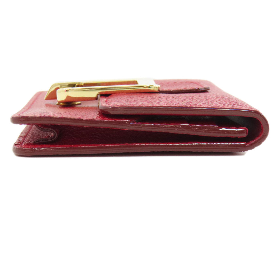 BALLY Coin case leather Red logo Women Used Authentic