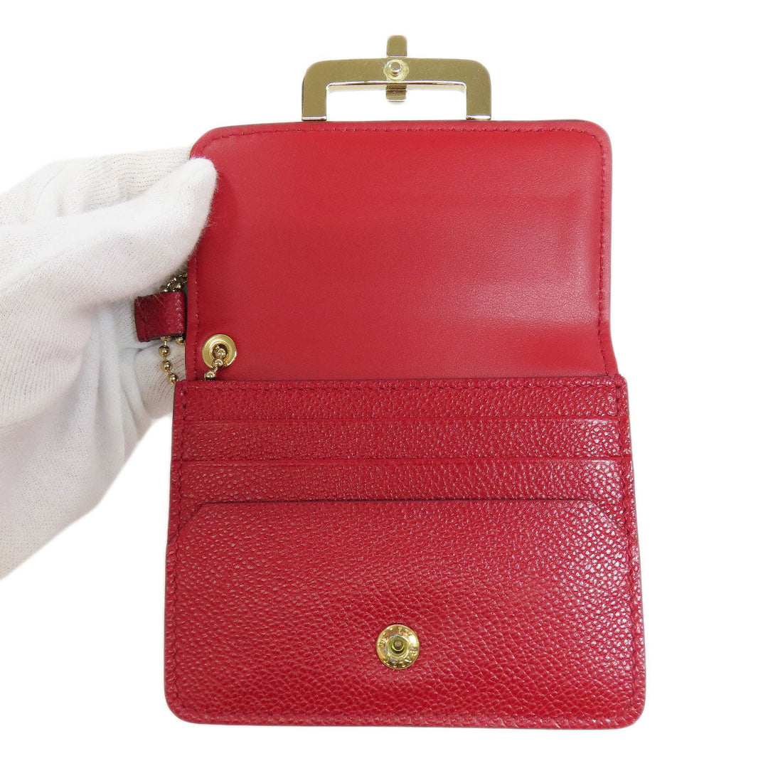 BALLY Coin case leather Red logo Women Used Authentic