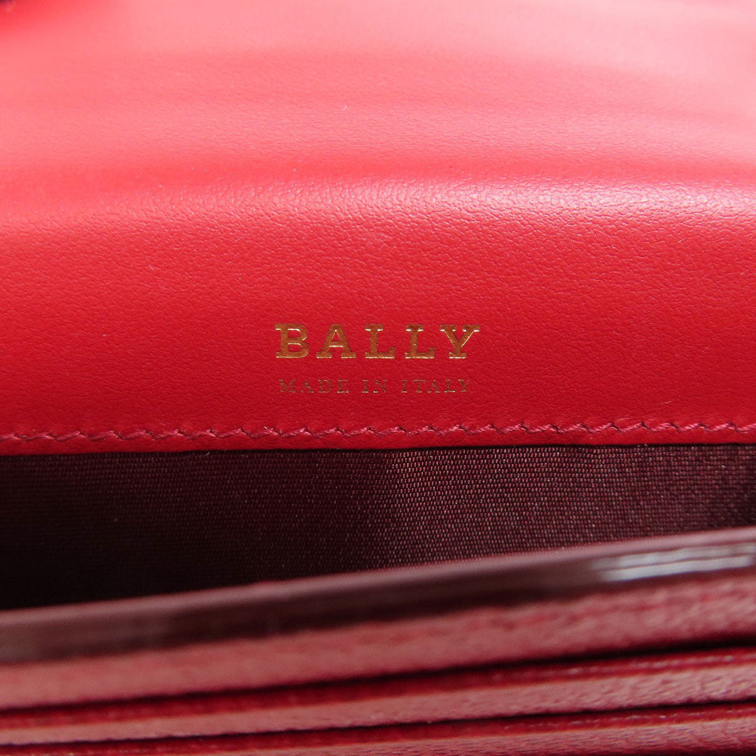 BALLY Coin case leather Red logo Women Used Authentic
