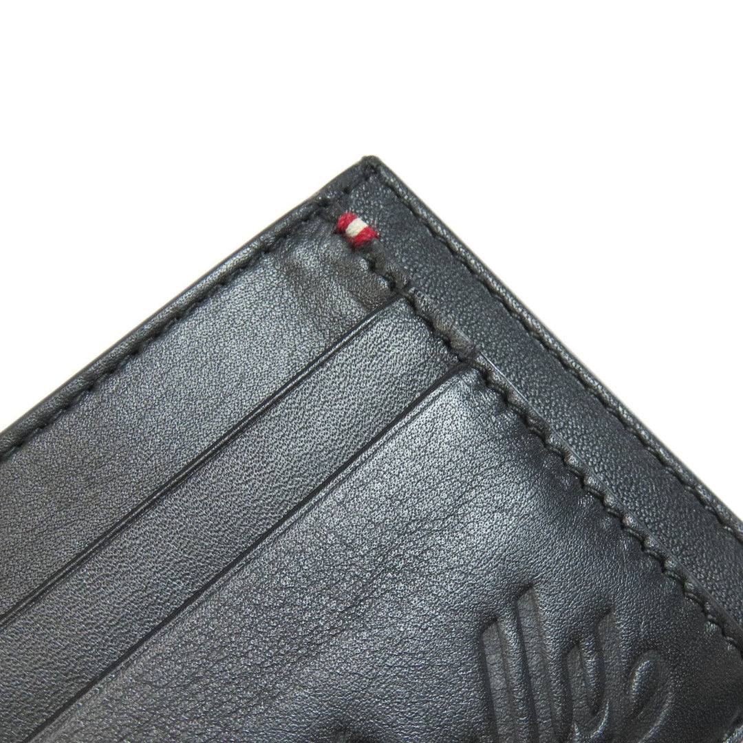 BALLY Coin case leather black logo mens Used Authentic