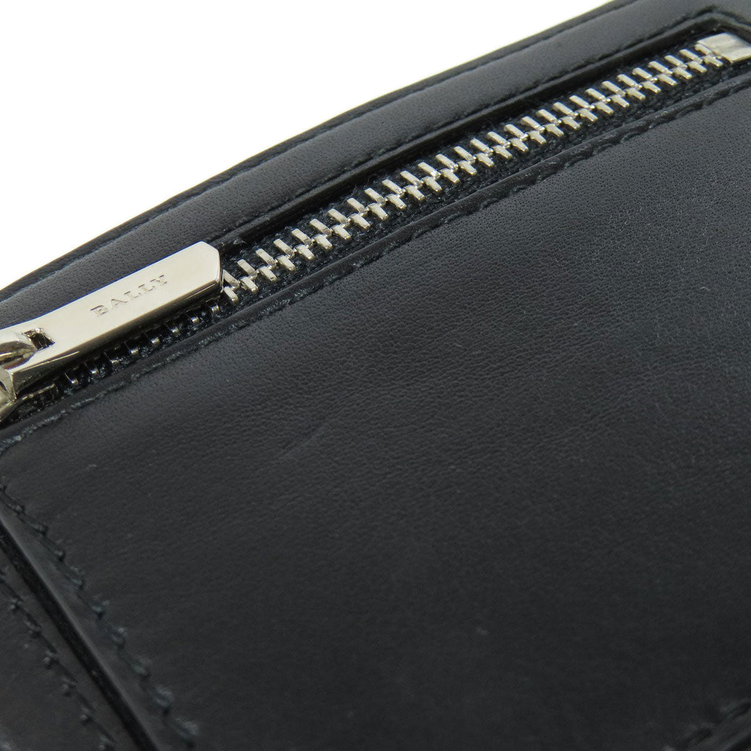 BALLY Coin case leather black logo mens Used Authentic