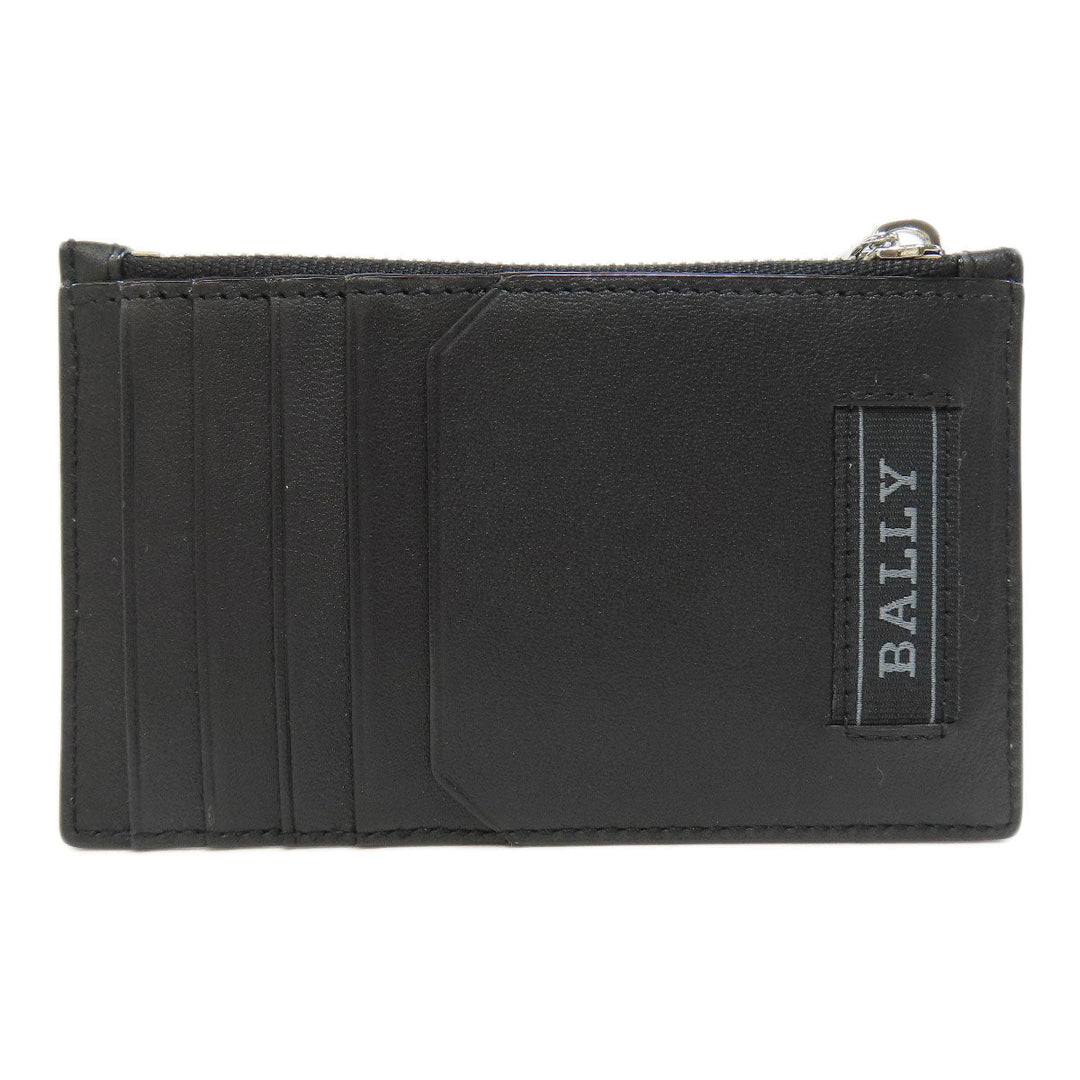 BALLY Card Case leather black Barry Stripe mens Used Authentic