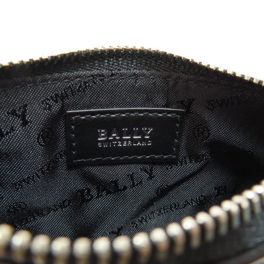 BALLY Card Case leather black Barry Stripe mens Used Authentic