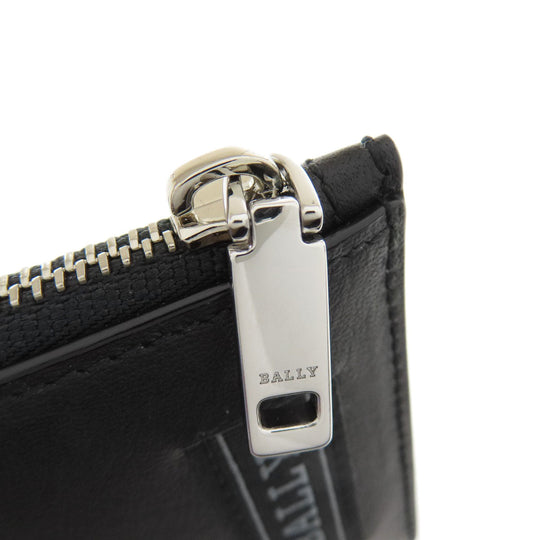 BALLY Card Case leather black Barry Stripe mens Used Authentic