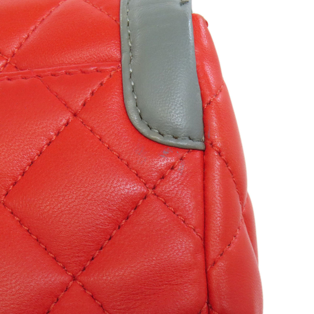 CHANEL Shoulder Bag lambskin Red ChainShoulder COCO Mark Gold Metal Women Used Authentic