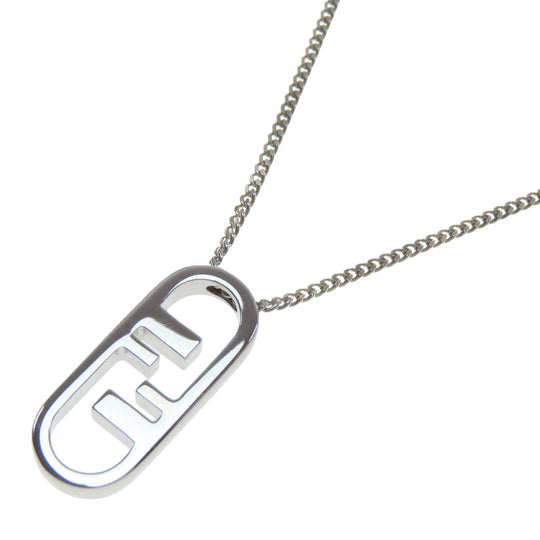 FENDI Necklace metallic Silver Auto-lock Women Used Authentic